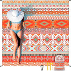 Beach Blanket Waterproof Sandproof Extra Large Beach Mat 79" X 83"/120"x108"for 1-8 Adults Quick Drying Durable Outdoor Picnic Mat for Beach Travel Camping Hiking