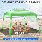 Zeraty Beach Cabana 8'×8', Portable Beach Canopy with Side Wall, Easy Pop Up UPF 50+ Silver-Coated Beach Tent Sun Shelter, Wind Resistant Adjustable Height Beach Umbrella Tent for Family, Green