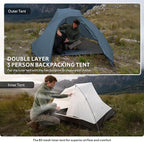 Naturehike Cloud Up 3 Person Backpacking Tent with Footprint - 3 Season Free Standing Lightweight 3 Person Camping Tent | with Footprint, Free Standing, Dome, Camping, Hiking, Waterproof