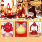 Ferraycle 12 Pcs Mini Lantern Decor 4 Inch Western Lantern Table Centerpiece Small Vintage Camping Hanging Lamp Ornaments Bulk for Cowboy Cowgirl Wedding Halloween Christmas (4 Inch,Red)