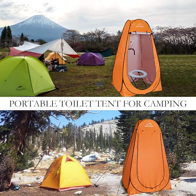 Your Choice Pop Up Privacy Shower Tent, 3.9 x 3.9 x 6.2FT Portable Camping Changing Room, Instant Setup Outdoor Shelter with Silver Coating, Vent Window & Carry Bag for Beach, Hiking & RV | Portable, for Camping, Beach, Hiking, with Carry Bag, Quick Setup