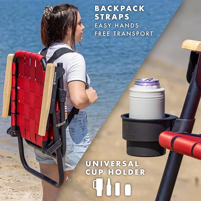 GoSports WOVN Beach Backpack Chair - 9 Styles Available - Premium Folding Camping Chair