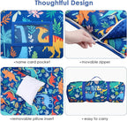 Kids Nap Mat Portable Slumber Bags with Removable Pillow and Blanket for Girls Boys, Lightweight Extra Large Sleeping Bag for Preschool Camping Daycare