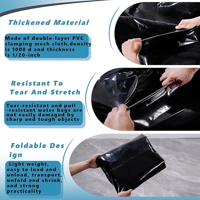 3000 L/800 Gal Water Bladder Tank, Foldable Portable Water Storage Container, Emergency Water Bag for RV, Truck Bed, Fire Prevention, Drought Resistance, Black