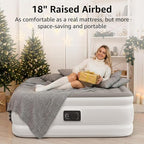 YENING Full Size Air Mattress with Built in Pump Raised Double Blow up Bed Inflatable Camping Airbed Electric 18 Inch Tall Grey