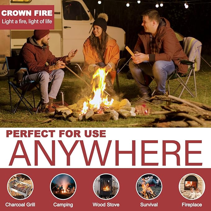 Fire Starters for Solo Stove Mesa, 32 Count BBQ Firestarter and Fireplace Accessories, Pellets for Bonfire and Firepit, Camping, Grilling, Cooking, Campfires, Charcoal, Wood, and Sticks (32 Rolls)