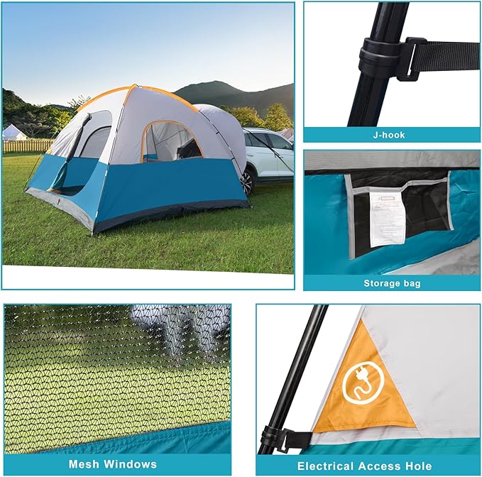 UNP SUV Dome Tent for Camping, Outdoor 6 Person Car Camping Tent, Easy Set Up SUV Tailgate Tent with Rainfly 10' x 10' Vehicle Camping Tent | for Camping, Outdoor, Car Camping Tent, Easy Set Up, SUV Tailgate Tent, with Rainfly