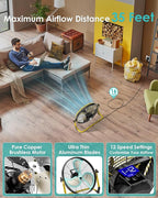 ZHULI 18" Solar Fan, Portable Battery Operated Floor Fan, Rechargeable Cordless Camping Fan, 40W Solar Panel, Hi-Velocity Brushless Motor, Metal blade, USB Phone Charge, 8~60H Runtime, Quiet, Wireless