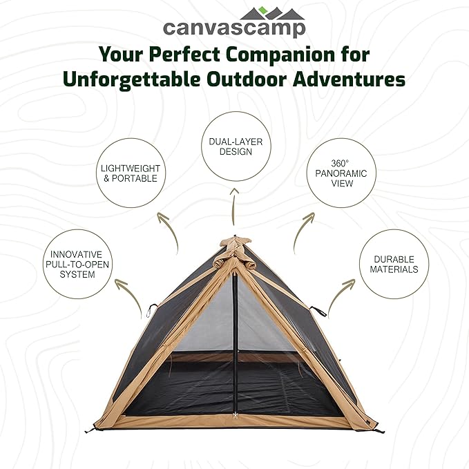 Mouflon Glamping Tent for 3 People – Outdoor Camping Tent – Perfect for Festivals, Glamping – Lightweight Cotton Tent with 360° Panoramic View | Luxury 3-Person Tent