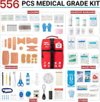 556 Piece Premium Large First Aid Kit, Survival Medical First Aid Bag – Labelled Compartments, Workplace Essential, Home & Sports, Molle Tactical Rip-Away Design, First Responders' Choice for Trauma
