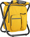 Kikerike Backpack Stool Cooler Chair Heavy Duty 300 LBS Max Load Portable Lightweight Stool Backpack Folding Fishing Cooler Seat for Camping Hunting Fishing - Yellow