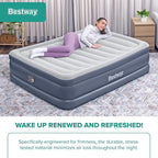 Bestway Tritech, Sized 20" Thick Durable Comfortable Mattress Pad for Portable Relaxation with Built-in AC Pump and Storage Bag
