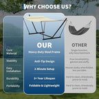 Heavy Duty 2 Person Double Hammock with Portable Adjustable Steel Stand, Outdoor Hammock with Pillow for Patio, Garden, Beach, Backyard Camping