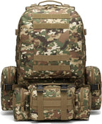 Military Tactical Backpack for Men 60L Waterproof Bug Out Bag Survival Rucksack Go Bag Emergency Molle System Army 3 Day Assault Pack for Hiking Hunting Camping CP
