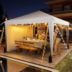 10x10 Pop Up Canopy with Sidewalls, Outdoor Instant Canopy Tent with Carry Bag for Commercial Events, Camping, Backyard Parties - White