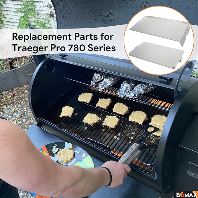 BQMAX Drip Pan & Drip Pan Liners for Traeger Pro 780 Pellet Smoker Grill, BAC780 Drip Tray for Traeger 780 Pro, BAC520 Drip Tray Liners for Traeger Pro 780 Accessories, for Traeger Replacement Parts
