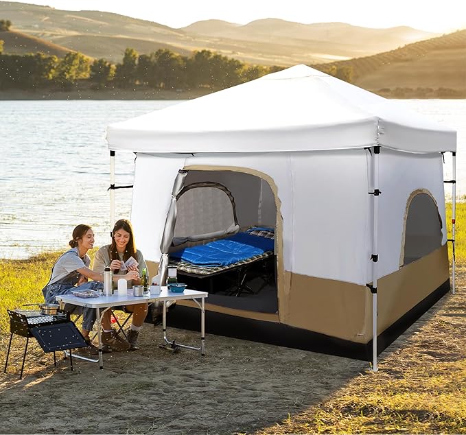 REDCAMP Canopy Camping Tent for Pop Up Canopy Tent, Inner Tent Converts Straight Leg 10'x10' or 10'x20' Canopy into Camping Tent, Fits 4-6 Person(Frame/Shelter NOT Included)