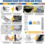 HOTEEL 10x20 Heavy Duty Pop up Canopy Tent with 6 Sidewalls, Easy Setup Outdoor Commercial Instant Tent for Parties Wedding Event, with Roller Bag & Sand Bags, Black(Hexagonal Frame)
