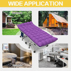 Camping Cot with Comfortable Mattress 2 Pack Blue and Purple Cots for Sleeping Camping Bed Folding Cot Guest Bed Easy to Setup Sturdy with Carry Bag for Indoor Outdoor