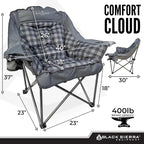 Black Sierra Oversized Camping Chair for Adults – 400 lb Heavy Duty Folding Chair with Cup Holders & Carry Bag