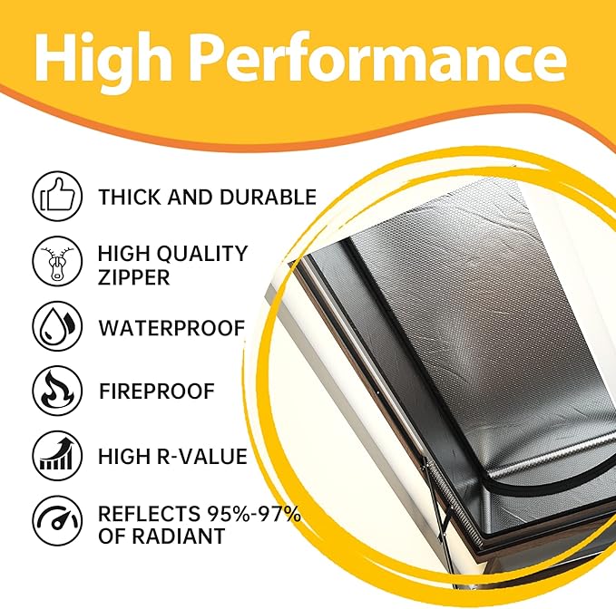 Attic Door Insulation Cover 25"x54"x11", Energy Saving Tent Attic Stairs Cover Ladder Pull Down Insulator, R-Value 15.5 Thicken Aluminum Foil Stairway Insulation with Zipper Fireproof