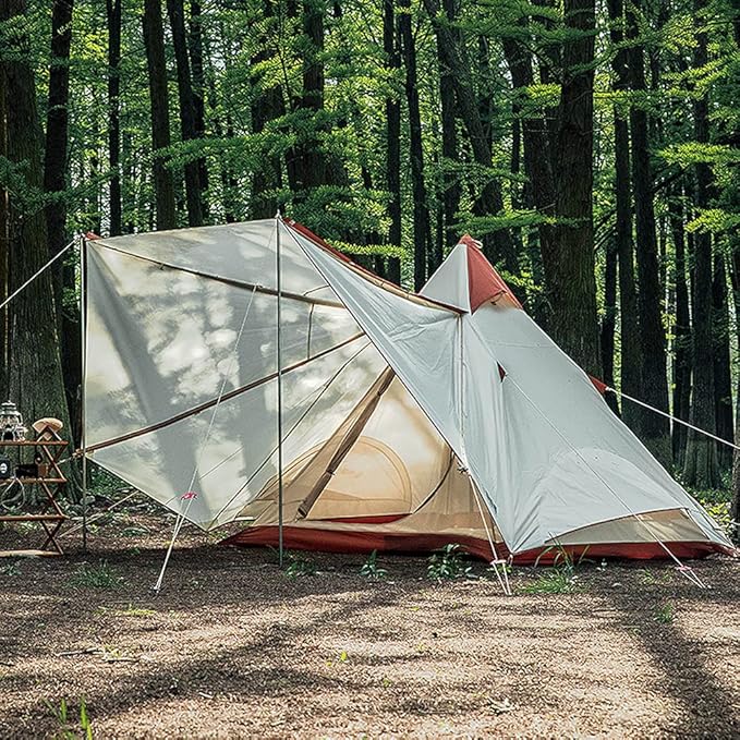 GeRRiT Family Camping Tent Large Waterproof Double Layer Pyramid Tipi Tent Camping Mongolian Yurt Tent for Picnic, Festival