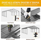 20x20 FT Metal Carport for 2 Cars, Heavy Duty Canopy Carport with Updated Roof & Enhanced Base, Garage Vertaile for RV Car, Truck, Boat, Tractors, Party, Grey