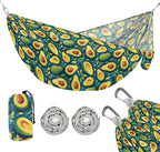 Green Art Avocado Camping Hammocks with Tree Straps Hanging Hammock for Outside Patio Backyard Poolside