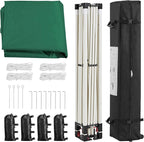 Yaheetech 10x10 Pop Up Canopy Tent with Vent, Easy Set Up Tent, Instant Sun Shelter Canopy with Wheeled Bag, 4 Sandbags, 12 Stakes & 4 Ropes, for Parties, Beach, Outdoor, Dark Green