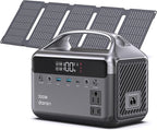 Portable Power Station 300W, 192Wh LiFePO4 Battery Solar Generator with Solar Panel & AC Outlets 110V/ 600W Surge, Power Bank Fast Charging for Camping Essentials/Home/Power Outage/Hurricane Emergency