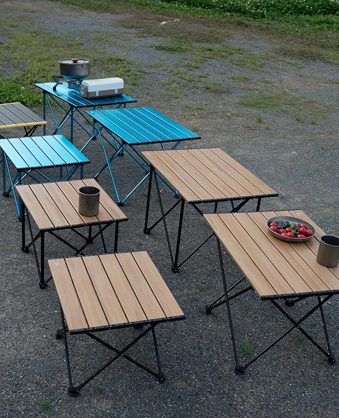 iClimb Ultralight Compact Camping Folding Table with Carry Bag (Nature- S)