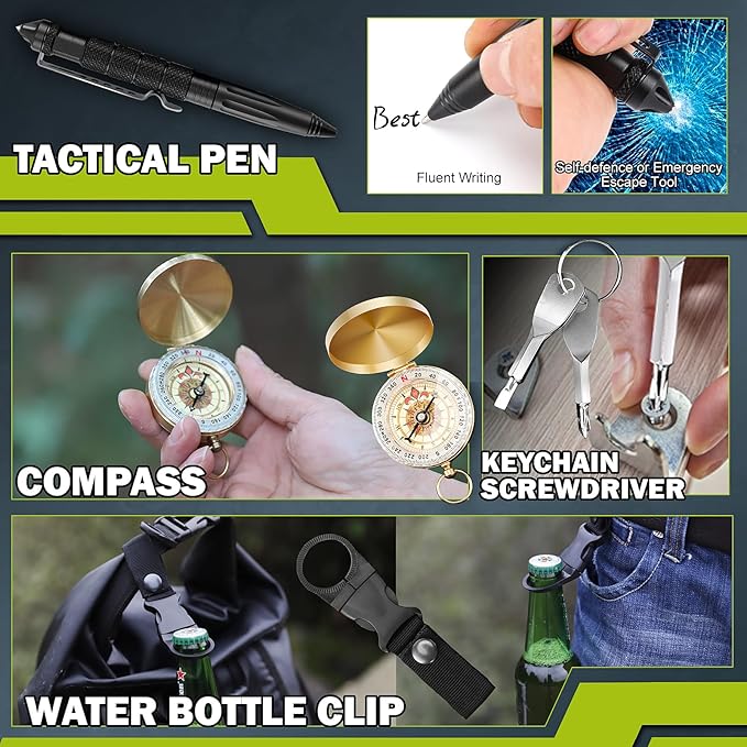 Gifts for Men Christmas Survival Kit 17 in 1, Survival Gear and Supplies for Adult Teen Men, Survival Case, 2025 Xmas Holiday Surprise Gift for Fishing Hunting Camping Outdoor Adventure