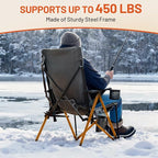 TIMBER RIDGE Oversized Heated Camping Chair with Lumbar Support, Portable Folding High Back Chair Heavy Duty for Adults Supports 450 LBS for Outdoor Camping, Lawn, 2 Pack