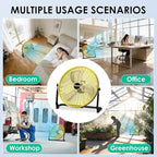 20'' Portable Battery Operated Fan, Cordless Camping Floor Fan Outdoor, Long Lasting Rechargeable Battery Powered Fan, 360° Tilt, USB Output, Wireless, for Home Gazebo Greenhouse Outside Gym