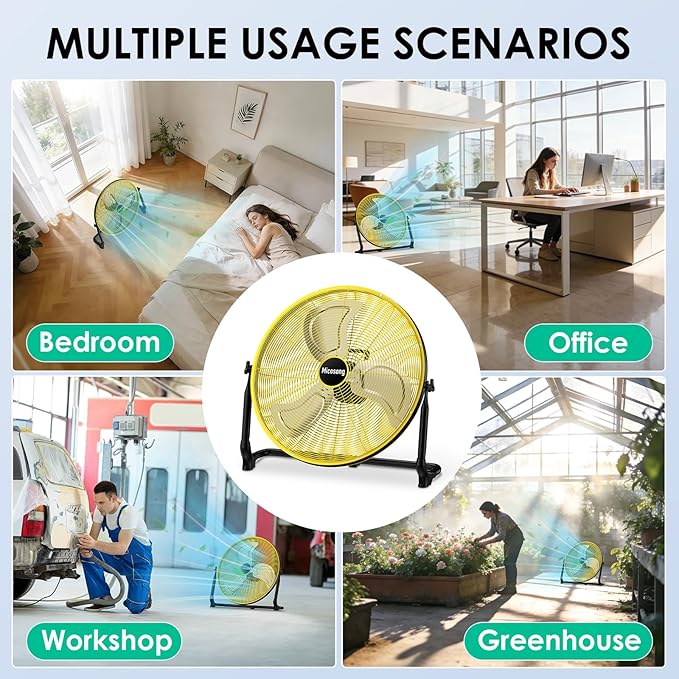 20'' Portable Battery Operated Fan, Cordless Camping Floor Fan Outdoor, Long Lasting Rechargeable Battery Powered Fan, 360° Tilt, USB Output, Wireless, for Home Gazebo Greenhouse Outside Gym