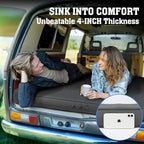 Hikenture Extra Thick Double Self Inflating Sleeping Pad, 9.5 R Camping Mattress 2 Person, Inflatable Foam Camping Pad with Pump Sack, Portable 4 in Thickness Comfort Plus Camping Mat for 4-Season