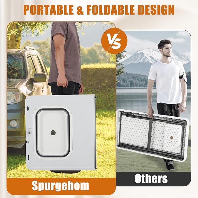 Spurgehom 50" Portable Fish Cleaning Table with Sink&Collapsible Wash Basin, Folding Camping Table with Faucet, Sprayer, Gloves, Trash Can, Storage Bag, Foldable Picnic Table for Picnic Beach Patio