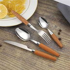 Japanese Flatware Sets Cutlery Sets Stainless Steel Wood Handle Knife Fork Spoon Mixed Cutlery Sets Western Tableware Dinnerware Cutlery Set Camping Travel Picnic Flatwar,