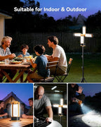 CORESLUX Rechargeable Camping Lights with Stand, 6000K Portable Work Light with 4 LED Lamp Heads, Magnetic Work Light Camping Essentials Emergency Flashlight with Detachable Tripod Tool Gifts for Men