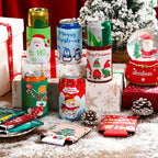 18 Pack Christmas Can Cooler Sleeves Beer Drink Can Bottle Cooler Sleeves Cooler Collapsible for Christmas Holiday Party Decorations Supplies Favors