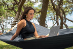 SUPERJARE Hammock with Stand, 2 Person Heavy Duty Hammock with Padded Cotton, Detachable Pillow & Strong Curved-Bar & Portable Carrying Bag, Perfect for Outdoor & Indoor, Neutral Gray