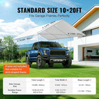 VEVOR 10x20' Canopy Replacement Cover Heavy Duty, Carport Garage Top Tent Shelter Tarp Waterproof & UV Protected, Easy Installation with 40 Free Ball Bungeess(Only Cover, Frame Not Include)