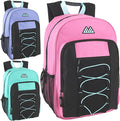 Trail maker (24 Pack) 18 Inch Heavy Duty Bulk Dual Compartment Bungee Backpacks for College, Homeless Women, Men (Light Colors Pack)