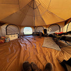 ShinHye 16.4ft Bell Tent for Glamping & Camping – Waterproof Canvas with Stove Jack, Removable Floor & 8 Mesh Windows (Fits 6-8 People)