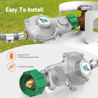 GasSaf 5FT 2 Stage Propane Regulator with Hose, Stainless Steels Dual-Stage Propane Regulator for RV, Generator, Camp Stove, Gas Grill, and Heater - CSA Certified