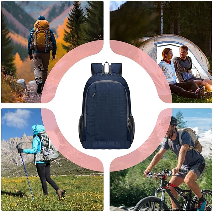 Mens Hiking Backpack - 250g Day Packs Backpacks, Large Foldable Travel Bag, Outdoor Gear Backpack, Lightweight Hiking Bag, Multi Compartment Adventure Pack For Camping Backpacking Walking Traveling