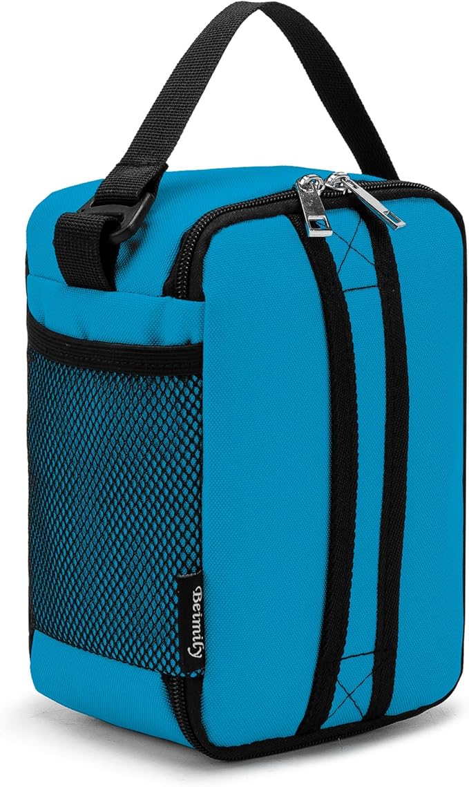 BEIMILY Lunch Box for Men Women Adults,Mini Insulated Lunch Bag for Office Work Picnic,Reusable Portable Lunchbox,Soft Cooler Tote Bag,6 can cooler bag,Mini,Gray Blue