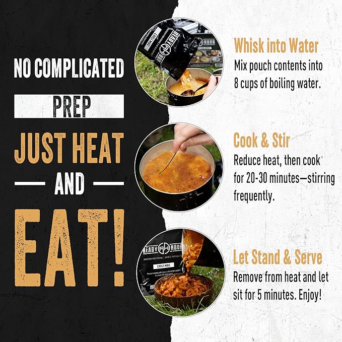 Ready Hour Chili Mac Case Pack (48 Servings), Freeze-Dried, Prepper Pantry Food, Bulk Food Case, Long-Term Storage, Shelf-Stable Entrée, Survival Meal Pack, Disaster Relief Meals, Emergency Supply Kit