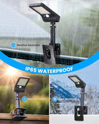 Clip on Solar Lights for Fence,1-Second Install Solar Fence Lights Outdoor, 360° Adjustable, 60 LEDs 600LM Motion Sensor Security Light for Fence, Yard, Deck, Camping(2 Pack)