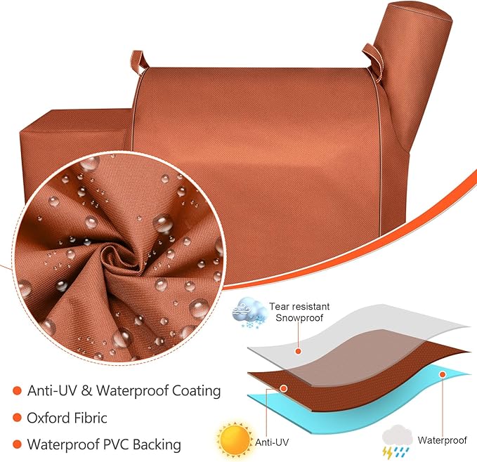 QuliMetal Grill Cover for Traeger Pro 22 & 575 Series - 600D Heavy Duty Waterproof Fade Resistant Traeger Pro 22 Cover with Elastic Drawstrings, Premium BBQ Cover for Z Grills 550B and More, Brown